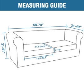 H.VERSAILTEX 3 Pieces Stretch Couch Cover Traditional Chesterfield Loveseat Covers for 2 Cushion Couch Non Slip Mid Century Deep Seat Couch Cover Washable, Thicker Jacquard Fabric(Medium Sofa, Dove)
