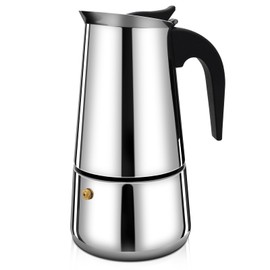 Stainless Steel Moka Pot Express Coffee Maker Stovetop Percolator Coffeemaker Italian Classic Style Brewing Greca Cafe Mocha Machine for Cafeteras Lover Camping Travel and Home Use 9 Cup 450ml