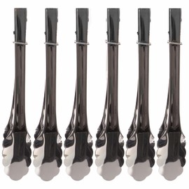 Stainless Steel Serving Tongs, 6-Pack - 9-Inch Serveware Utility Set with Rings - Kitchen Gadgets & Self Serve Accessories - Cooking, Grilling, Catering, Salad Bars, Buffets, Restaurants & Hospitality