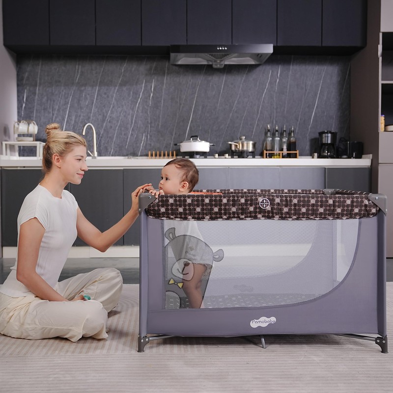 Pamo Babe Portable Crib Baby Playpen with Mattress and Carry