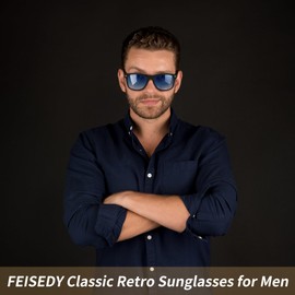 FEISEDY Classic Square Retro Polarized Sunglasses Women Men 80s Sun Glasses Trendy UV400 B1858