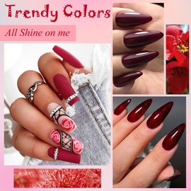 MEET ACROSS 9 Colors Gel Nail Polish + 3PCS Function Gel,Soak Off UV LED Lamp Gel Nail Polish Kit,Fashion Nail Art Design Gifts for Women Manicure Salon (SET1, 12pcs)