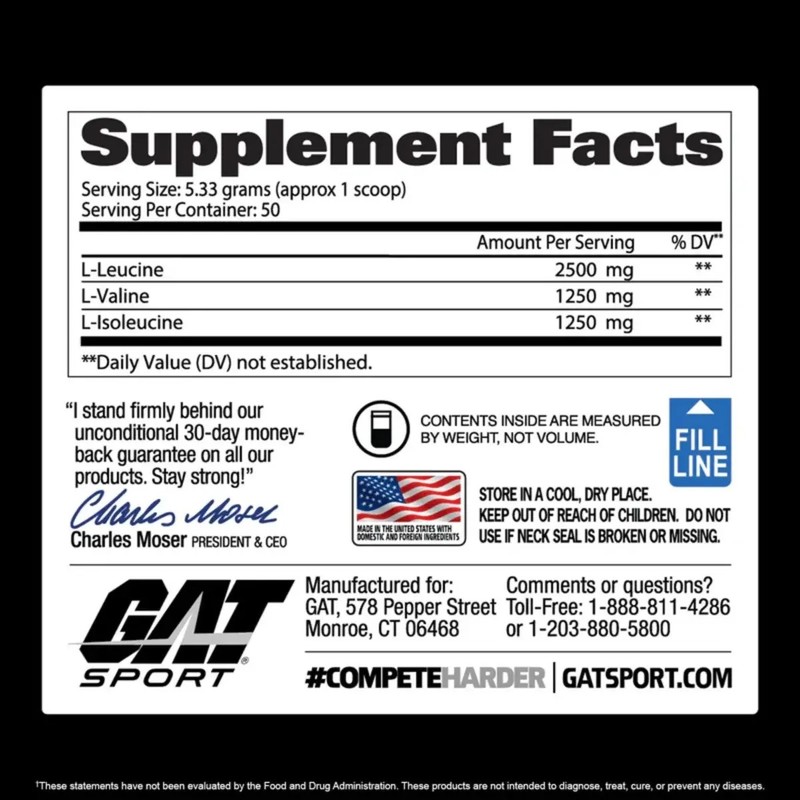 Bcaa Powder 50 Serv Gat Sport Aminoacidos Es