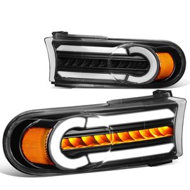 Auto Dynasty LED DRL Bar Sequential Turn Signal Front Bumper Lights Compatible with Toyota FJ Cruiser 07-14, Driver and Passenger Side, Black Housing