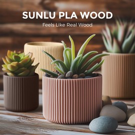 Real Wood Fiber PLA Filament 1.75mm 2025 Upgrade Spool Compatible with Bambulab Refill Filament, 1kg(2.2lbs) SUNLU 3D Printer Filament, Walnut