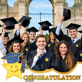 Hoteam 100pcs Graduation Gifts 2025 Smile with Dark Blue Graduation Cap Lapel Pin Bulk Enamel Congrats Grad Brooch for Graduate End of Year Student Gifts Teacher Backpacks Decoration