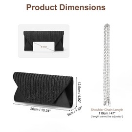 DTGN Evening Bags Clutch Purses for Women Formal, Purse Handbag Crossbody Bag Crystal Rhinestone with Chain Strap Shoulder Bag Sparkly for Wedding Guest Party Black