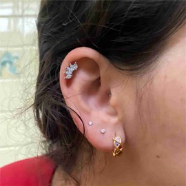 VFUN Cartilage Earrings 16G Opal Diamond CZ Helix Earrings Stainless Steel Conch Tragus Stud Ear Piercing Helix Hoop Jewellery Twist Tragus Piercing Rose Gold