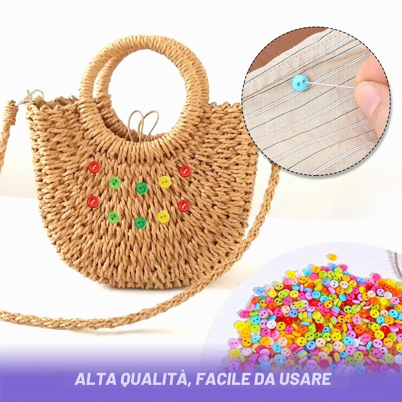 Bottoni piccoli da 6 mm per artigianato, 1000 pezzi di