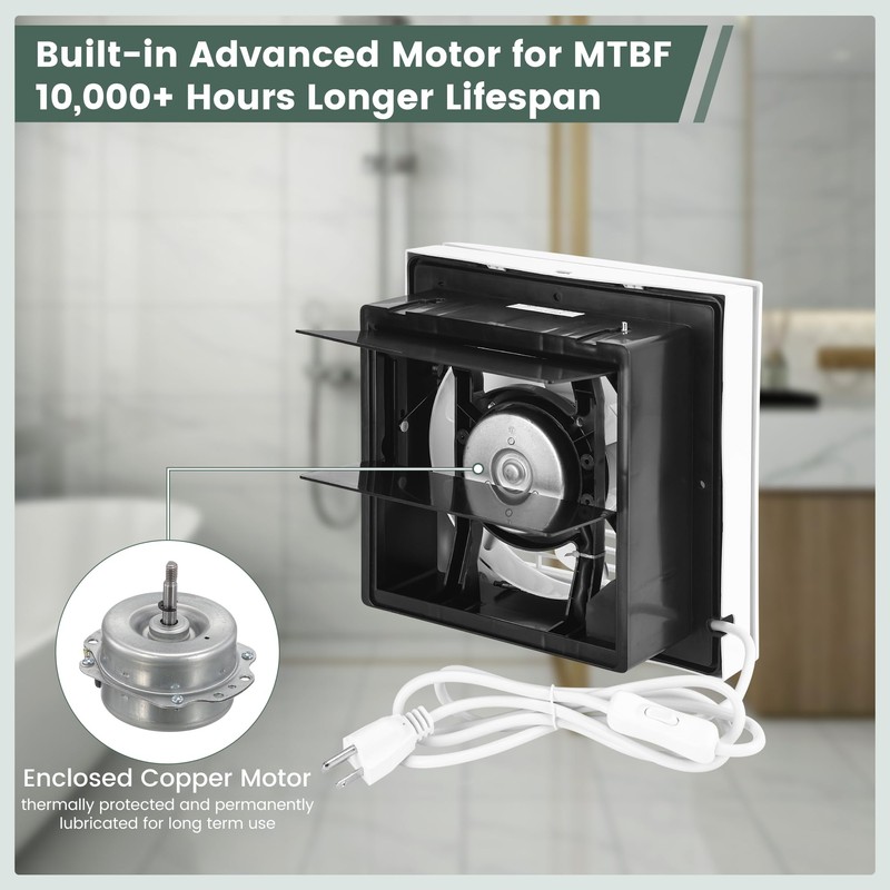 Fanspex 6" Shutter Exhaust Fan, 258CFM Window or Wall Mount