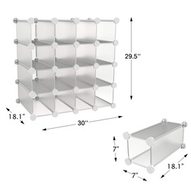 Lavish Home Cube Organizer 16 Cube Shelves with Interlocking, Customizable, Stackable Modular Cubby Shelving for Organization and Storage (White)