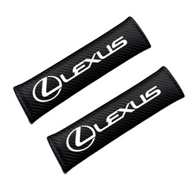 LUMIMAN Lexus Emblem Seat Belt Cover, Seat Belt Pad, Seat Belt Shoulder, Exclusive Car Logo Stamp, Carbon Fiber, Carbon Style, Set of 2 (Lexus, Black)