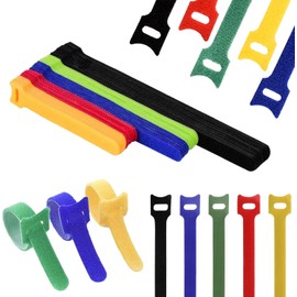 Nivofu 100Pzs Sujetacables de Colores Bridas para Cables con Gancho&Bucle, organizador de cables, Cinchos de Tela Ajustables, para Organizar el Hogar, la Oficina y Centros de Datos, 3Tallas & 5Colores 3 tamaños (100/150/200 mm), 5 colores, nylon, cierre v