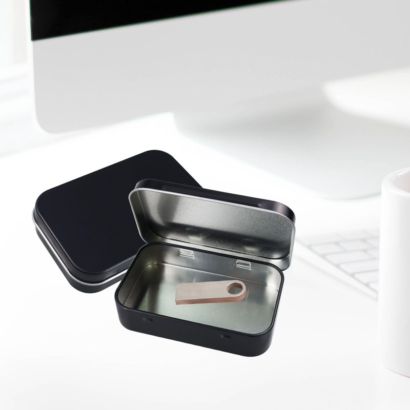 Fofuyim 2Pcs Rectangular Tins Container, Mini Metal Tin Can, Portable