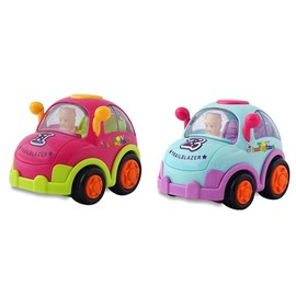 Friction Car Pack of 2 with Moving Bonnet & Driver Action | Push-and-Go Vehicle Set for Kids (Colour May Vary)
