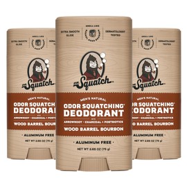 Dr. Squatch Dr. Squatch Natural Deodorant for Men 3 Pack Wood Barrel Bourbon C Odor-Squatching Men's Deodorant Aluminum Free (2.65 oz, 3 Pack)