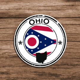 2 Pcs Ohio Sticker USA States Stickers | Weatherproof Vinyl Decals | Waterproof Stickers for Water Bottle, Laptop, Passport, Notebook, Scrapbook, and More | 3 Inch