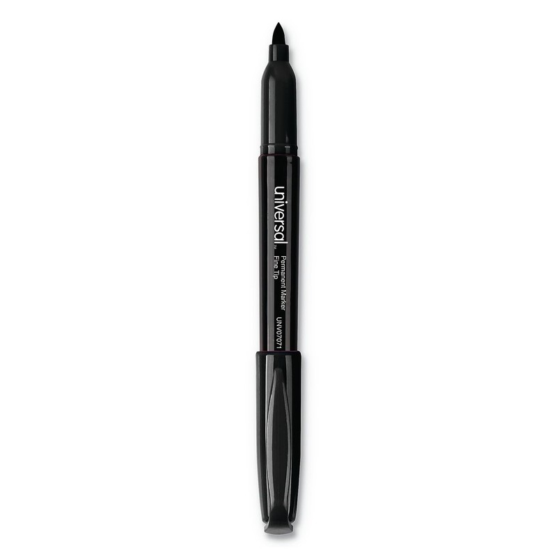 Universal UNV07071 Fine Bullet Tip Pen-Style Permanent Marker - Black