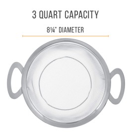 U.S. Kitchen Supply Stainless Steel Colander Strainer Basket - 3-Quart Colander with Resting Feet & Handles - Wide Rim Sieve, Stainless Steel Strainers and Colanders for Kitchen