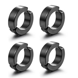 PLABBDPL 2 Pairs Men's Stainless Steel Hoop Earrings Set Earrings Men Women Cartilage Helix Piercing Ear Fashion Punk Earrings Hoop Earrings Black Earrings No Ear Piercing Required