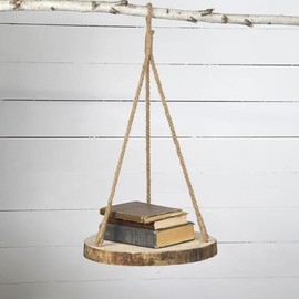 Wooden Disk Hanger Decoration, Jute Cord for Hanging, Rustic Farmhouse Home & Office Decor, 15 Inches