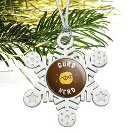 GRAPHICS & MORE Curd Nerd Cheese Funny Humor Metal Snowflake Christmas Tree Holiday Ornament