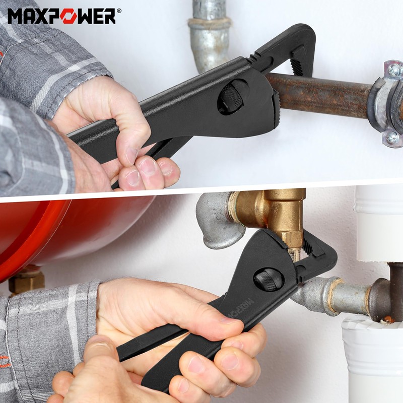 MAXPOWER Pipe Wrench, 220mm/8.7inch Pipe Spanner Plumbers Spanner with MAX