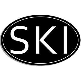 Oval SKI Sticker (Skiing Vinyl Decals, Snow Sport for Cars, Trucks, Laptops, and Coolers (3 x 5 inch)