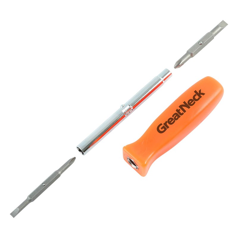 GreatNeck SD4BC 6-in-1 Screwdriver Multi Tool, 2 Flat Head Bits,
