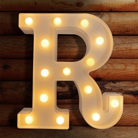 VITI - Letras con luces LED iluminadas para luz nocturna, letras del alfabeto para decoración de pared, letras iluminadas para boda/fiesta de cumpleaños, decoración de Navidad, funciona con pilas (R)