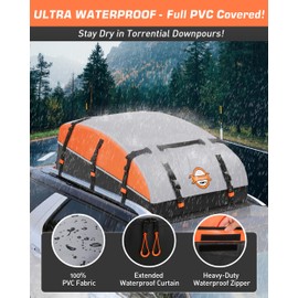 Sailnovo Rooftop Cargo Carrier Bag 21 Cubic, 1000D PVC Waterproof Vehicle Soft-Shell Carrier for Cars with/Without Roof Rack, Car Roof Storage Includes Anti-Slip Mat,10 Reinforced Straps, 6 Door Hooks