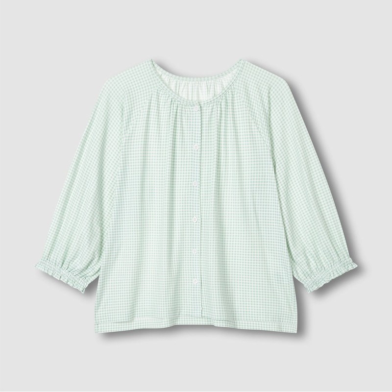 JAJU [JAJU/자주] 여 피치스킨 9부 파자마 세트_라이트 민트 [JAJU] Women's