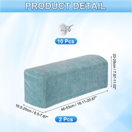 sourcing map 2Pcs Stretch Armrest Covers, Chenille Soft Armchair Slipcovers Couch Recliner Arm Cover with Twist Pins for Chair Sofa Protector, Sky Blue