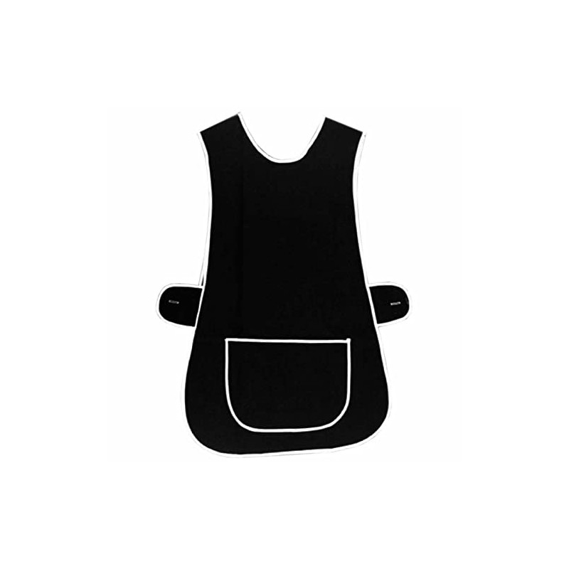 BILMASEE,s LADIES UNIVERSAL THICK COTTON BLEND TABARD APRON,BLACK, SIDE BUTTON,