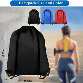 qisheng Drawstring Gym Bag for Kids & Adults, Large Sports Backpack String Swim Drawstring PE Bags for Women Men, Travel Beach School Bag with Waterproof - Blue