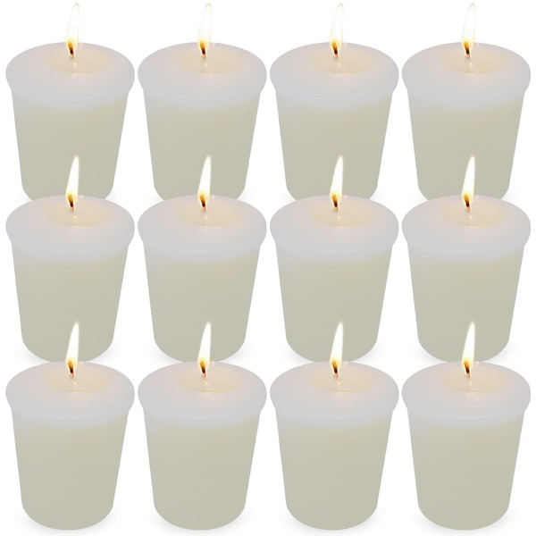 Abarli Votive Candles 12 Packs Small Undscented Bulk Soy Wax Votives for Weddings, Bridal Showers, Holiday & Home Parties