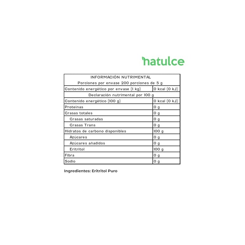 NATULCE | Eritritol 1 Kg Endulzante Natural Keto Sin Calorías
