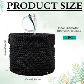 MAYJOYDIY Round Black Woven Storage Basket 14×14×15cm Small Polyester Rope Storage Baskets Bins Cleaning Cloth Eye Glass Storage Organizer for Bedroom Nursery Livingroom Entryway