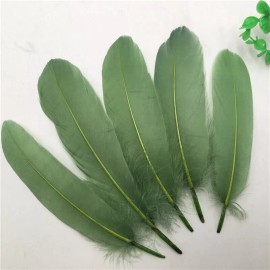 Pretty-Plumes Shamrock Green Goose Feathers  6-8"  12 Pc  Wedding Millinery Crafts Decoration
