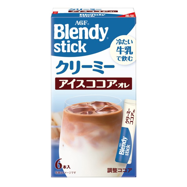 AGF Blendy Sticks, Creamy Iced Cocoa Lait, 6 Bottles x 6 Boxes, Milk Cocoa, 6 Packs