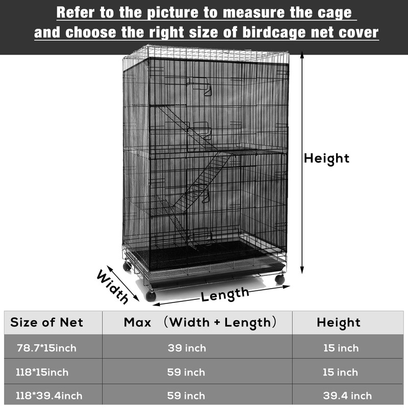 Cubierta de red ajustable para jaula de pájaros, jaula de
