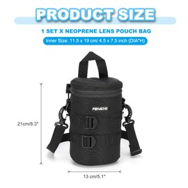 PATIKIL Lens Pouch Case, 4.5" ID x 7.5" H Shockproof Camera Lens Case Bag Thick Protective Neoprene Lens Protective Bag for Nikon DSLR Camera Lens, Black
