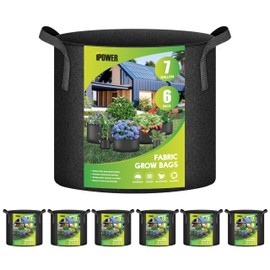 iPower Grow Bag 7 Gallon 6-Pack Heavy Duty Plant Pots, 300g Thick Nonwoven Fabric Containers Aeration with Nylon Handles, for Planting Vegetables, Fruits, Flowers, Black 2024 Version