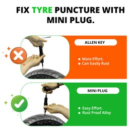 GRAND PITSTOP 11 Pcs Tubeless Tire Puncture Repair Kit with Mushroom Plug for Tyre Punctures and Flats on Cars, Motorcycles, ATV, Trucks & Tractors