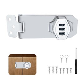 10cm Cabinet Password Hasp Locks, Security Combination Latch Lock, 3 Digit Twist Knob Cupboard Door Lock, Keyless Password Code Privacy Locker, Rotary Mechanical Lock for Barn Door Drawer