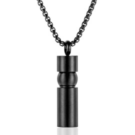 BIYONGDE Cylinder Cremation Urn Necklace for Ashes Memorial Keepsake Pendant for Men Women, Stainless Steel Glass Tube Holder Locket Remembrance Jewelry