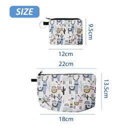 Pack of 2 Alpaca Print Storage Bag, Cosmetic Bag, Travel Storage Bag, Cute Storage Bag, Portable Toiletry Bag