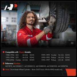 A-Premium Rear Drum Brake Wheel Cylinder Compatible with Select Nissan Models - Frontier 1998-2004, D21 1988-1994, Pickup 1995-1997, RWD, 2-PC Set - Replace# 44100EB70A, 441008Z500