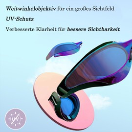 Chlffua Modern Design Swimming Goggles for Adults - Wide Lenses, Anti-Fog, Included Earplugs