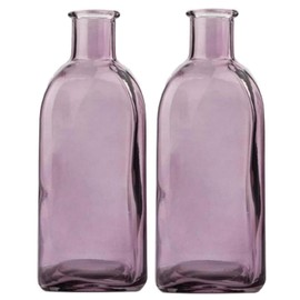 Coastal Style Large Clear Vases Set of 2, Nordic Minimalist Glass Vase, Modern & Simple Glass Modern Home Suit for Dining Table, Bookshelf, Entryway Decoration (Purple)